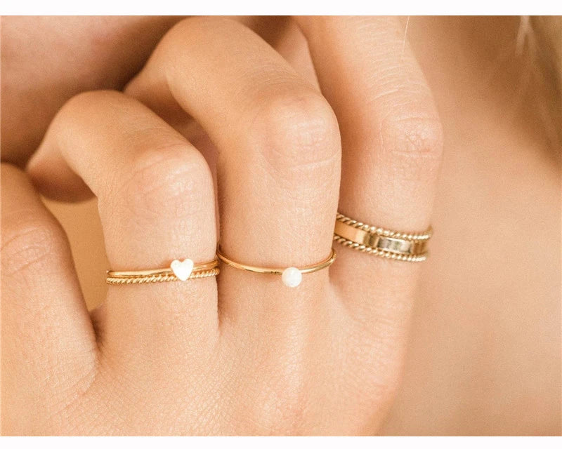 Heart Stacking Ring – 14K Gold Filled Minimalist Knuckle Ring | Boho Chic