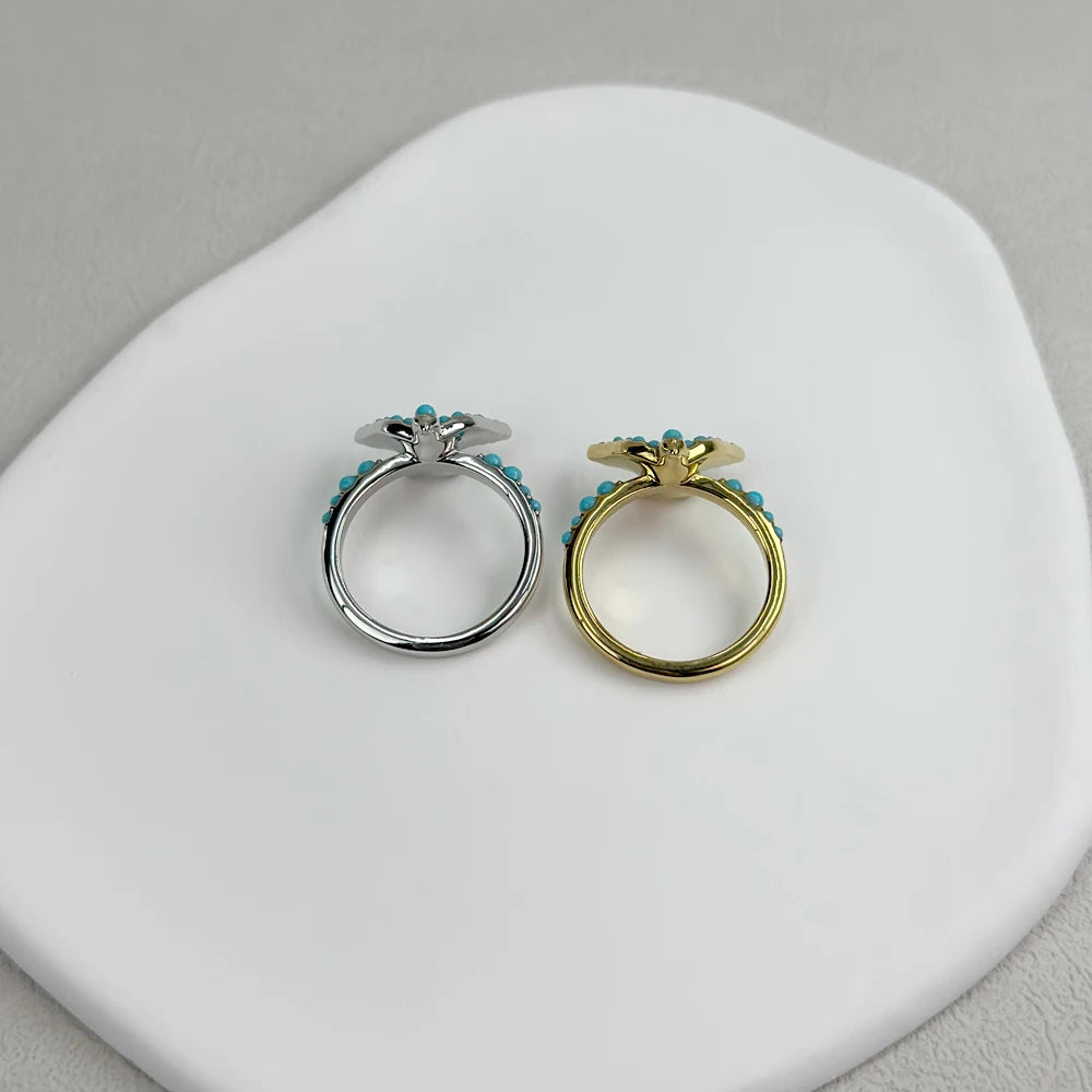 Kendra Scott Blue Melody Bird Cocktail Ring – 14K Gold-Plated Statement Ring