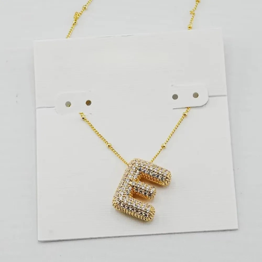 Gold Initial Letter Necklace – 26 Zircon Alphabet Pendants