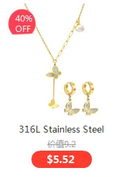 Stainless Steel Butterfly Jewelry Set - Gold Necklace & Earrings