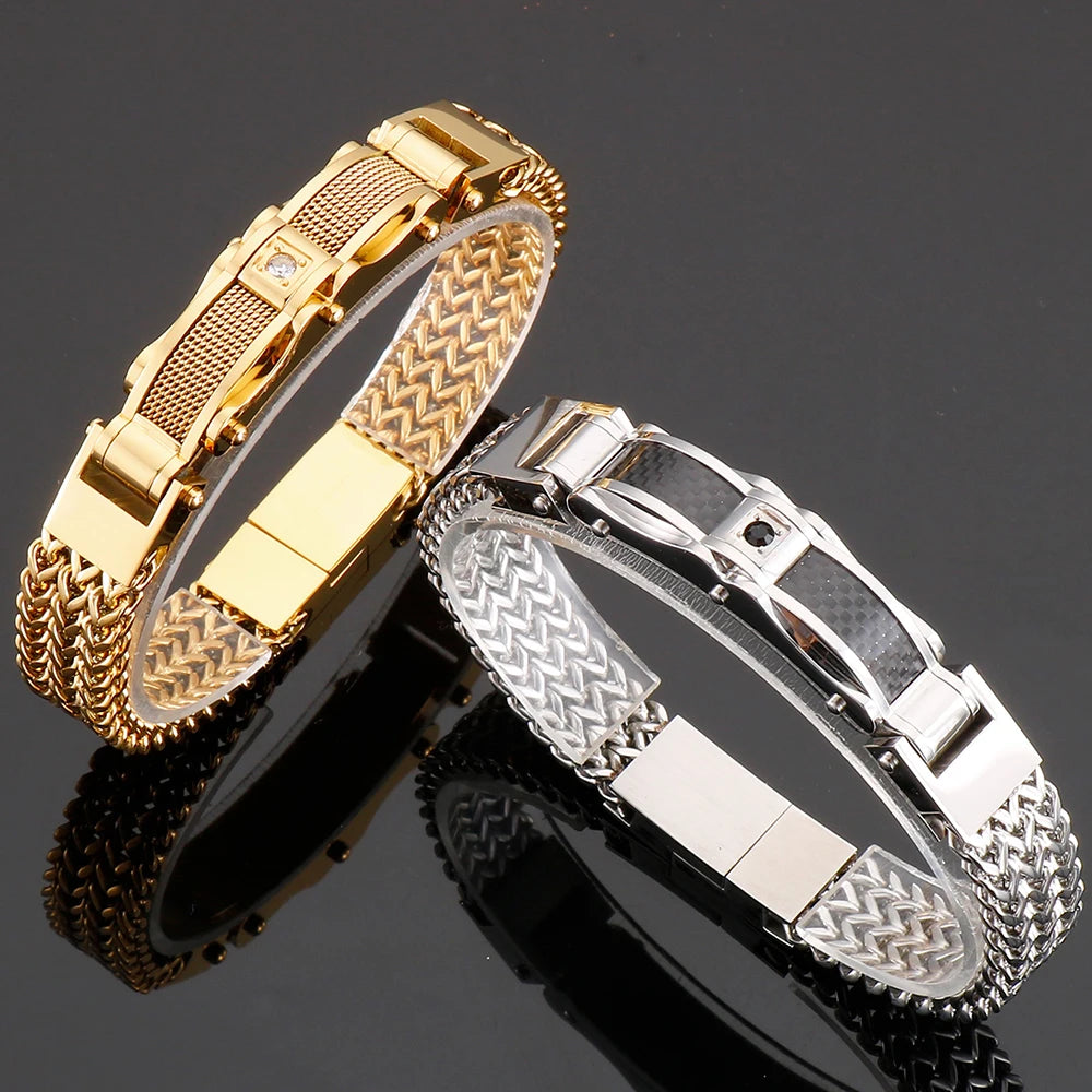 Goma Stainless Steel Men's Gold Color Bracelet