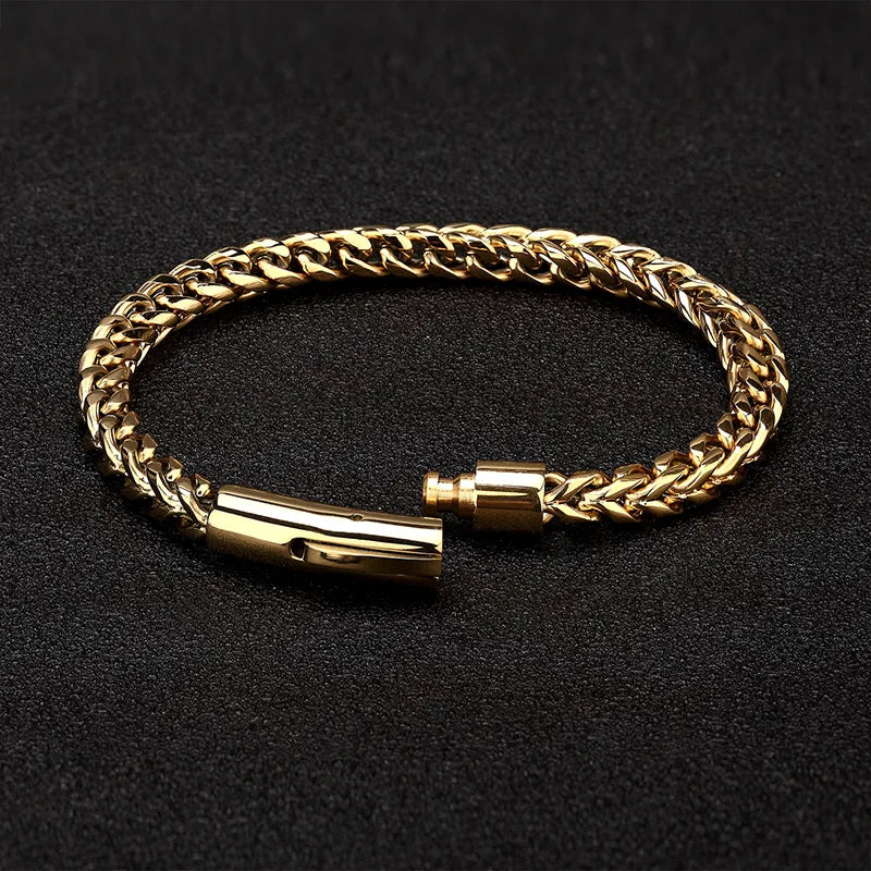 Stainless Steel Gold Plated Bracelet | For men