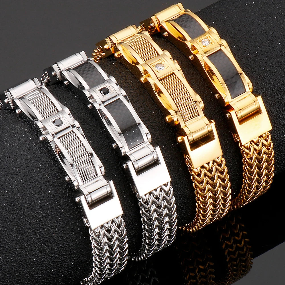 Goma Stainless Steel Men's Gold Color Bracelet