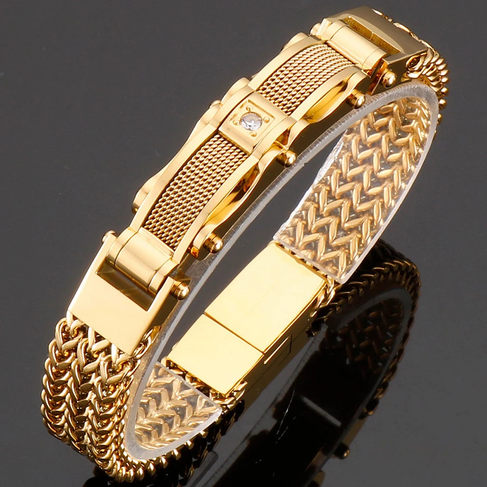 Goma Stainless Steel Men's Gold Color Bracelet