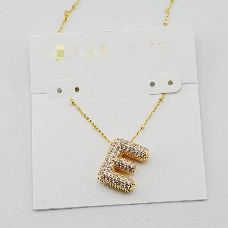 Gold Initial Letter Necklace – 26 Zircon Alphabet Pendants