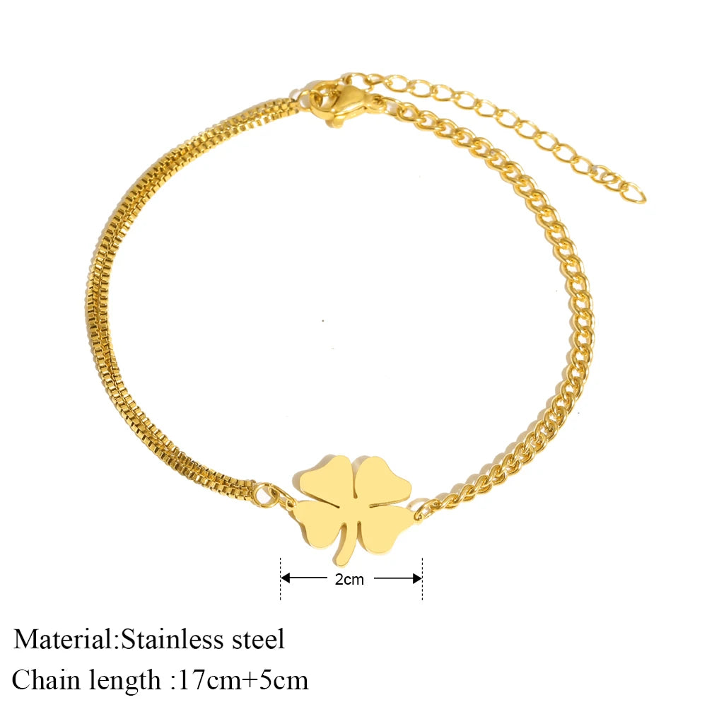 Lucky Clover Stainless Steel Bracelet for Women | Non-Fading Everyday Jewelry