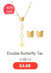 Stainless Steel Butterfly Jewelry Set - Gold Necklace & Earrings