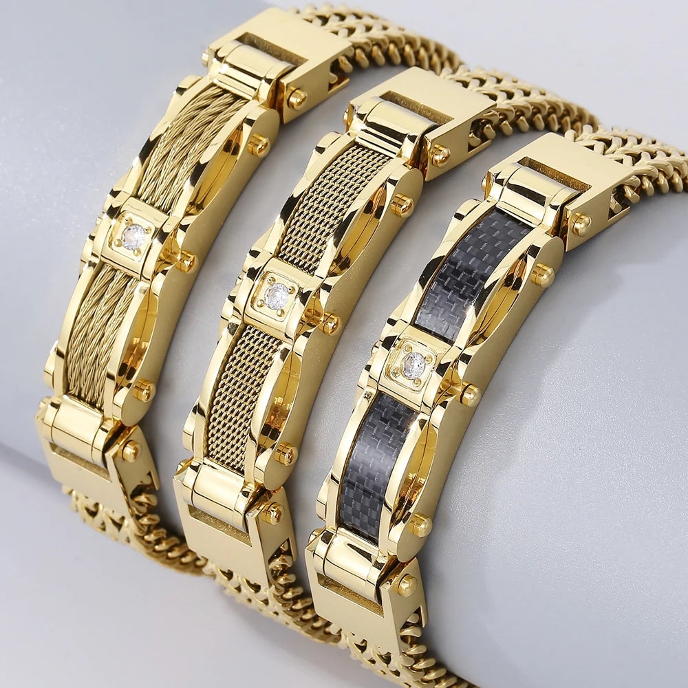 Goma Stainless Steel Men's Gold Color Bracelet