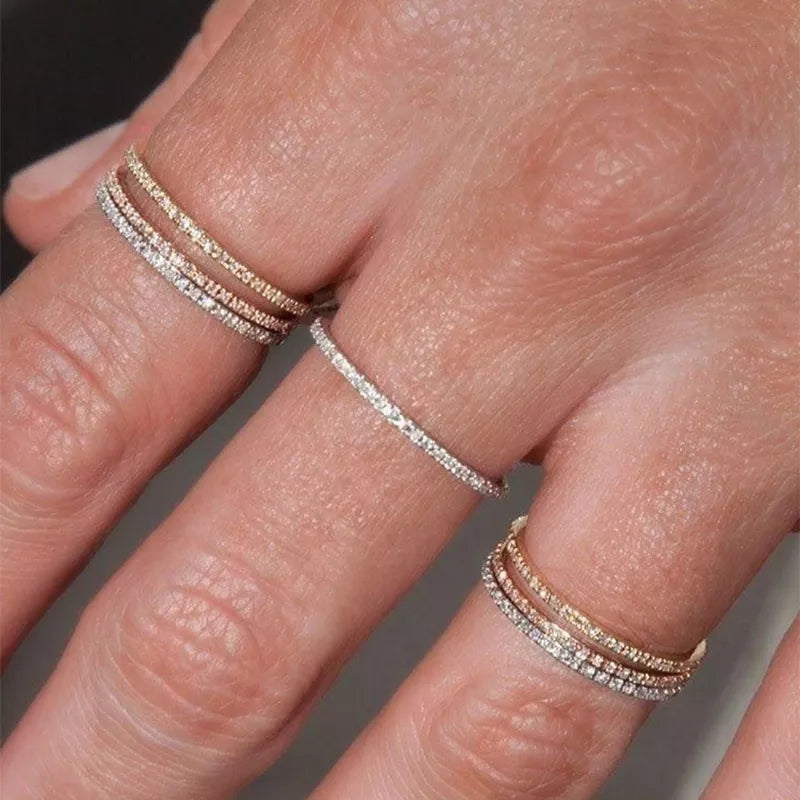 Micro Pave Zircon Ring | Stackable Crystal Fashion Jewelry