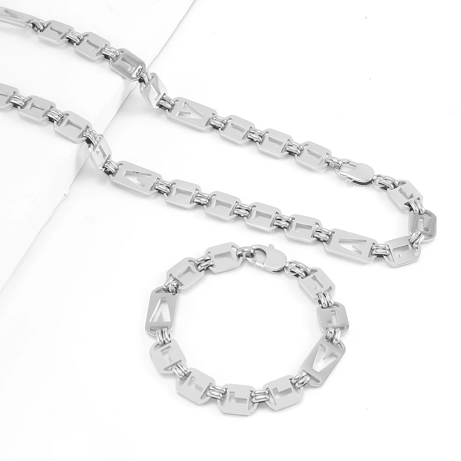 Stainless Steel Gold/Silver Chain, Unisex Jewelry Set