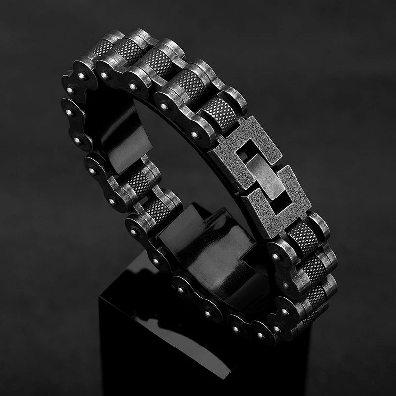 Men's Retro Biker Chain Bracelet | Stainless Steel Motorcycle Style Jewelry