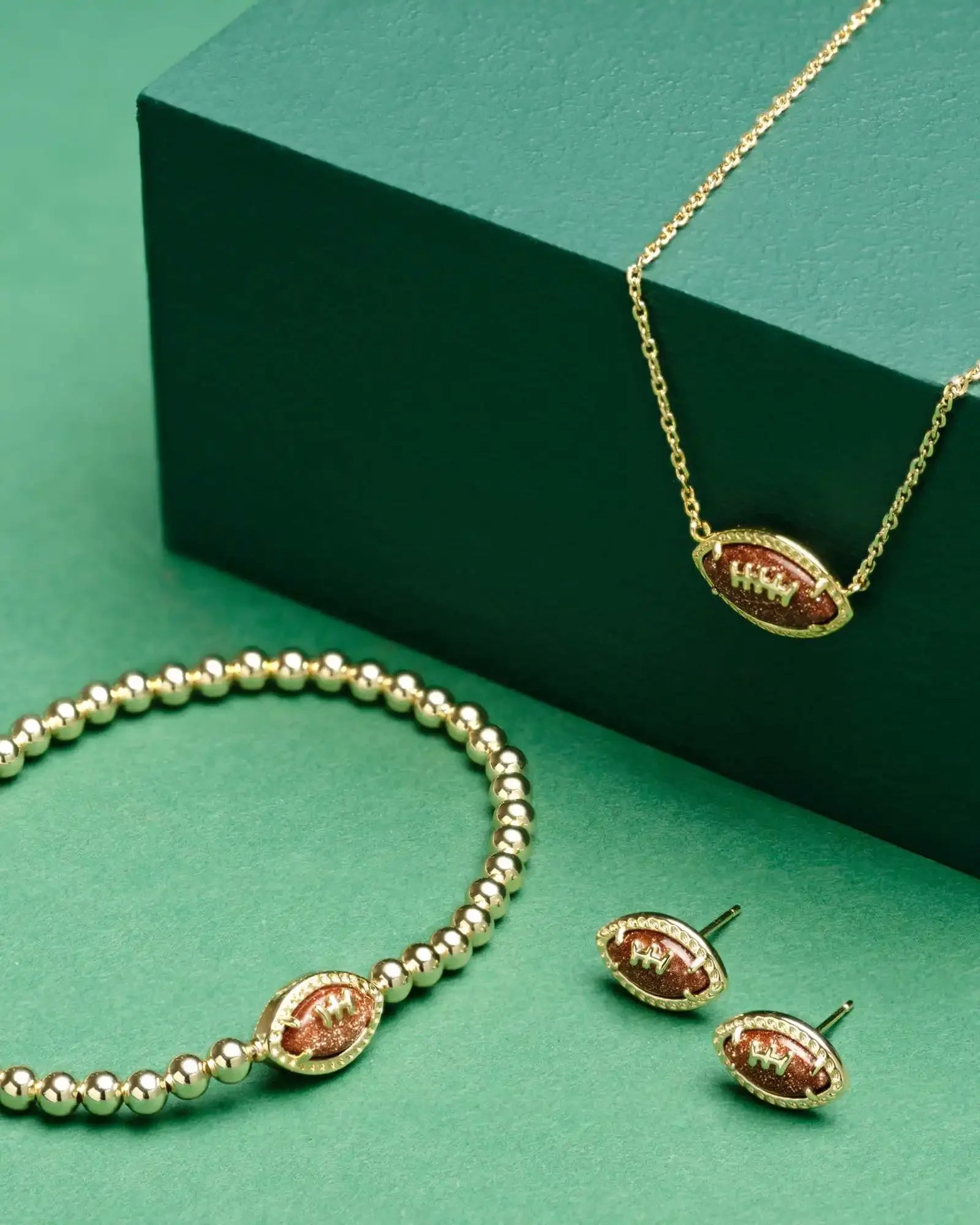 Football Gold Stud Bracelet & Stud Earrings- Kendra Scott