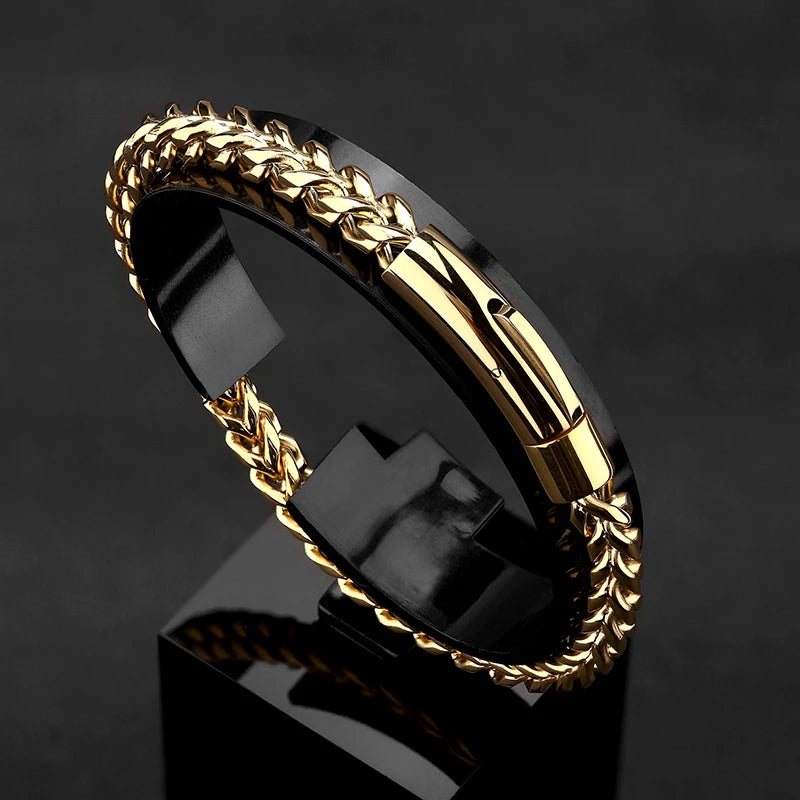 Stainless Steel Gold Plated Bracelet | For men