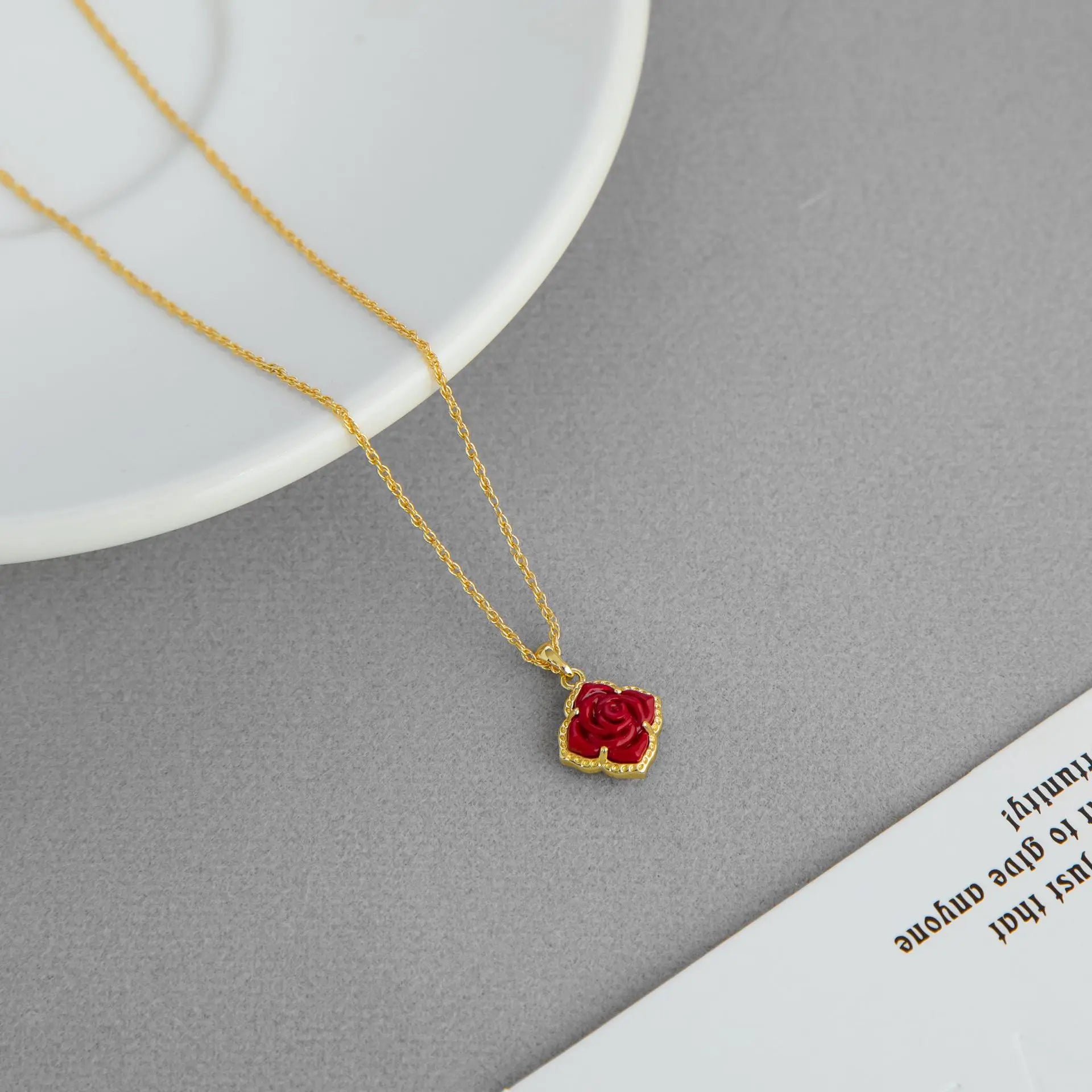 Rose Flower Pendant Clavicle Necklace- Kendra Scott Yellow Rose