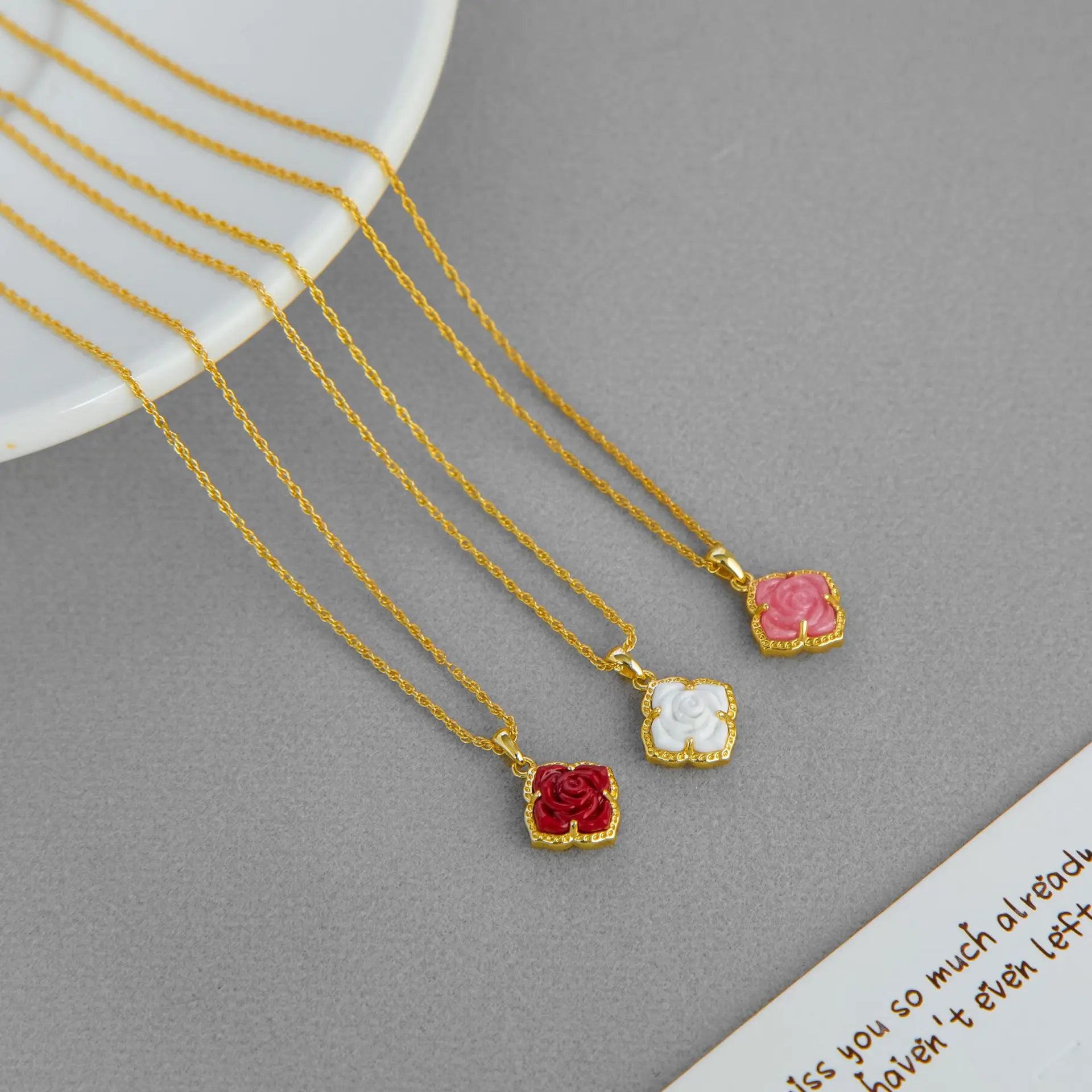 Rose Flower Pendant Clavicle Necklace- Kendra Scott Yellow Rose