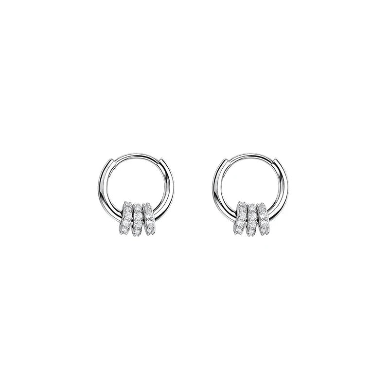 Sterling Silver Gold-Plated  Earrings with Zirconia - For  Women