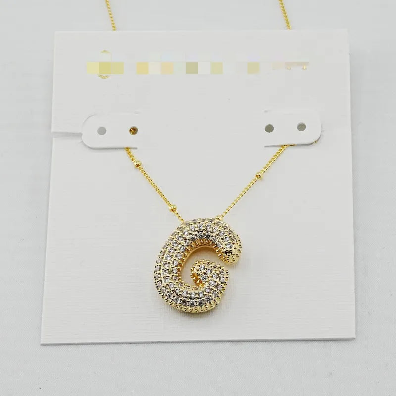 Gold Initial Letter Necklace – 26 Zircon Alphabet Pendants