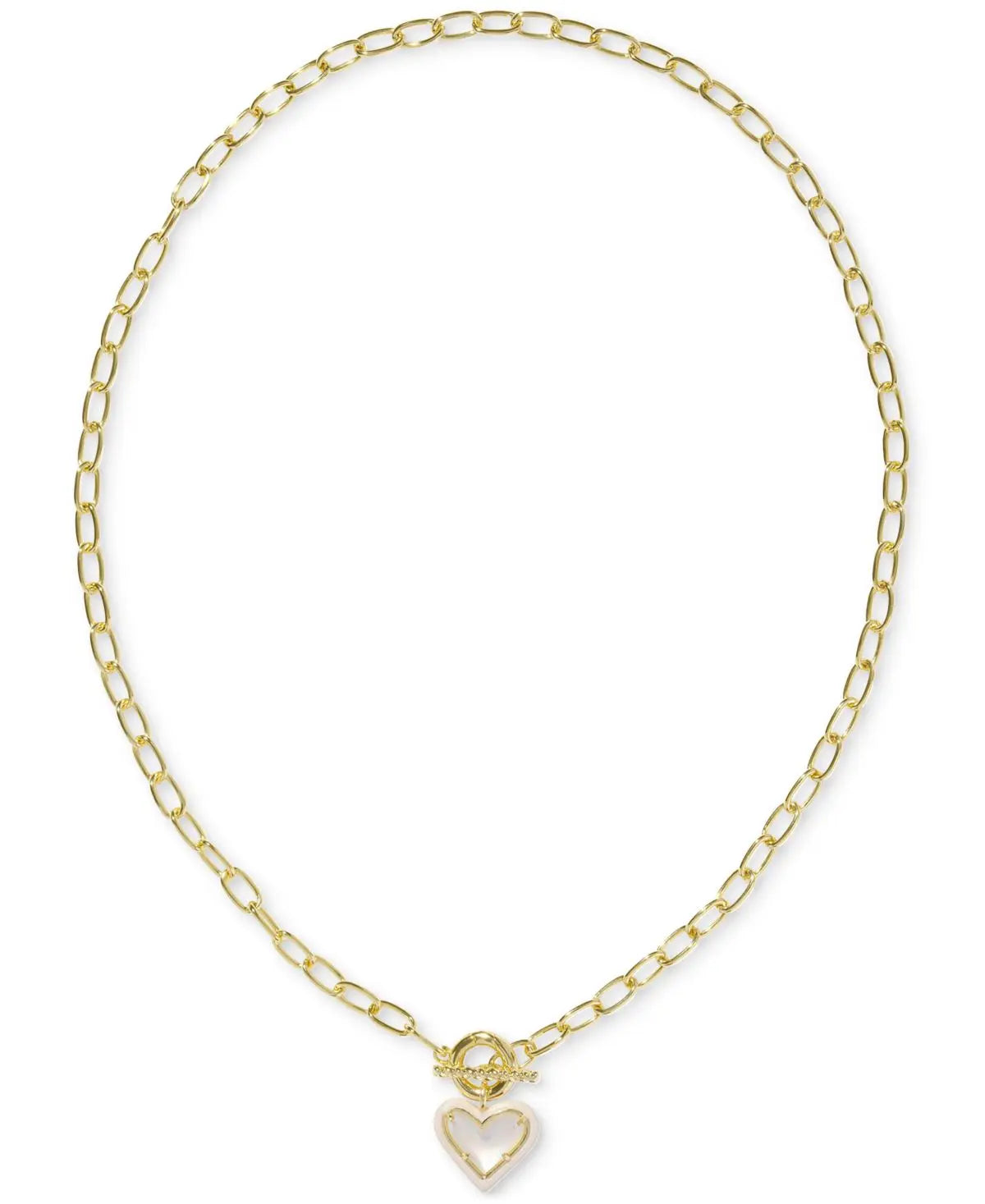 Ari Heart Necklace & Earrings Set – Gold Enamel Frame with Ivory Mother-of-Pearl- Kendra Scott