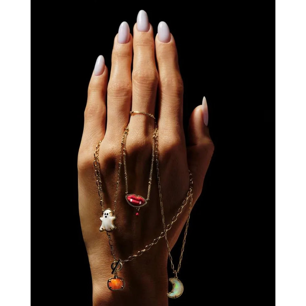 Kendra Scott Halloween White Opalescent Resin Moon Gold-plated