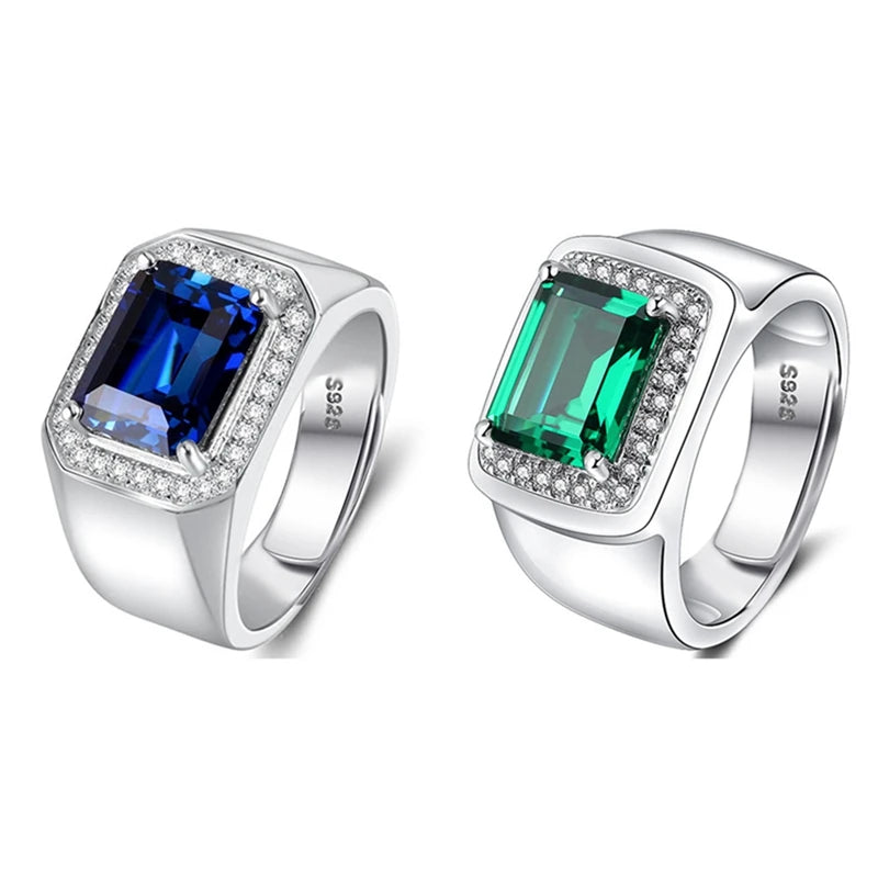 Men's Adjustable Engagement Ring with Blue/Green Stone | Trendy Wedding Band