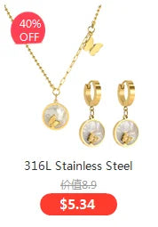 Stainless Steel Butterfly Jewelry Set - Gold Necklace & Earrings