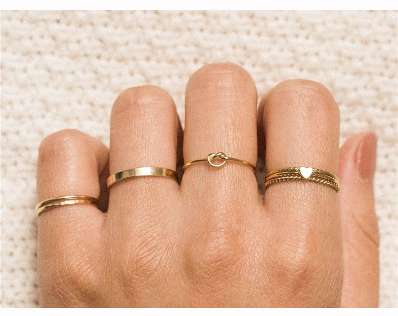 Heart Stacking Ring – 14K Gold Filled Minimalist Knuckle Ring | Boho Chic