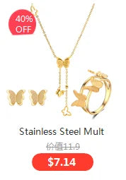 Stainless Steel Butterfly Jewelry Set - Gold Necklace & Earrings