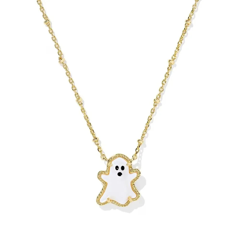 Gold Ghost Pendant Necklace – Scary-Cute Halloween