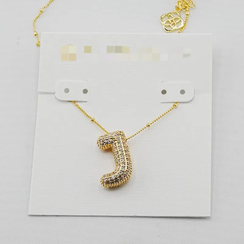 Gold Initial Letter Necklace – 26 Zircon Alphabet Pendants