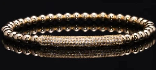 3-Piece Luxury Gold Beaded Bracelet Set – Royal King Crown  Men’s Fashion Jewelry