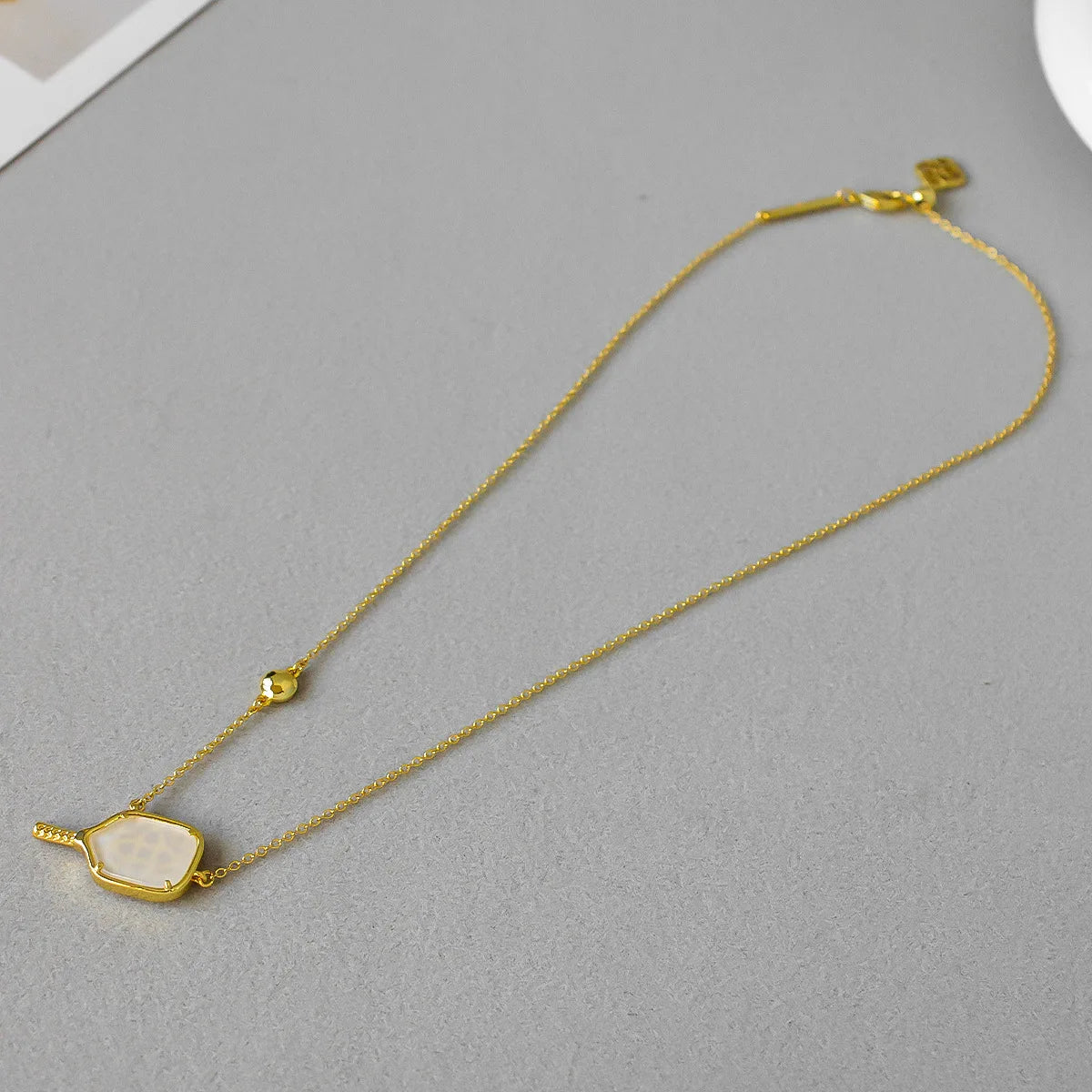Pickleball Silver Short Pendant Necklace in Ivory Mother-of-Pearl Kendra Scott