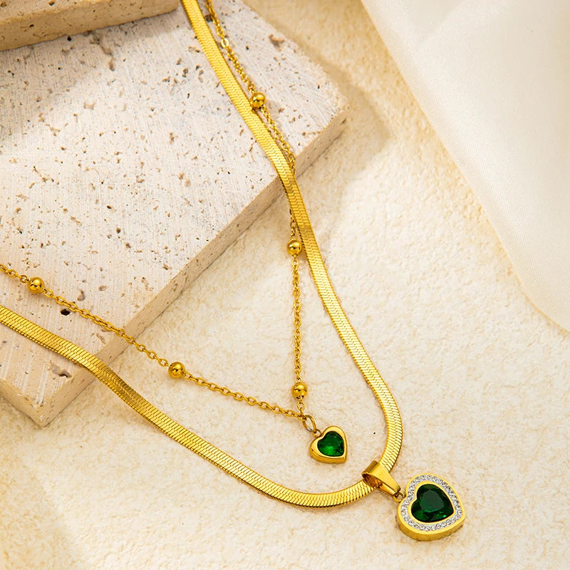 Green Heart Jewelry Set