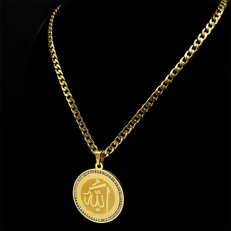 Gold Stainless Steel Allah  Necklace for unisex – Islamic Jewelry