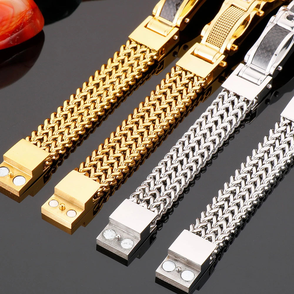 Goma Stainless Steel Men's Gold Color Bracelet