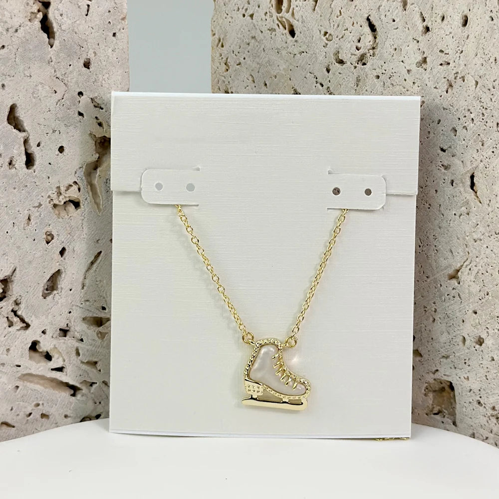 Ice Skate Pendant Necklace – 14K Gold