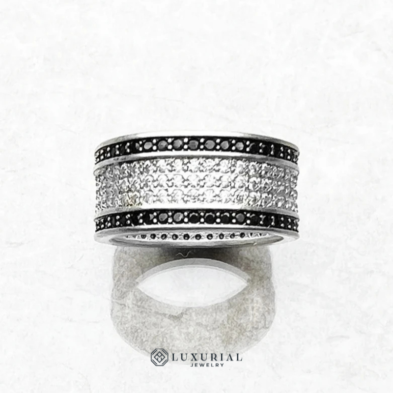 Black & White Ring – Silver Glam Jewelry | Trendy Pave Engagement